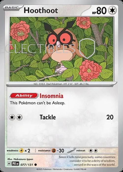 Pokemon Prismatic Evolutions 077/131 Hoothoot Masterball Holo