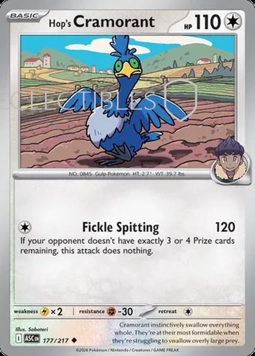 Pokemon Ascended Heroes 177/217 Hops Cramorant  Reverse Holo