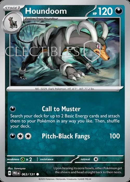 Pokemon Prismatic Evolutions 063/131 Houndoom Reverse Holo