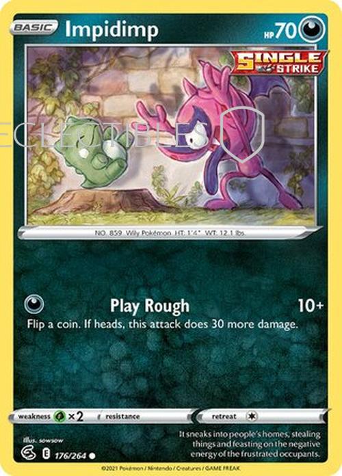 Pokemon Fusion Strike 176/264 Impidimp  Reverse Holo