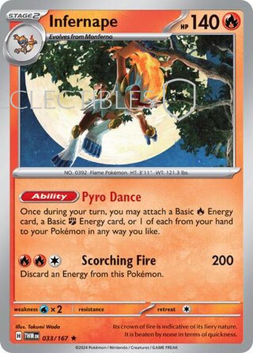 Pokemon Twilight Masquerade 033/167 Infernape  Reverse Holo
