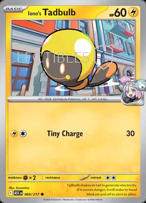 Pokemon Ascended Heroes 069/217 Ionos Tadbulb  Reverse Holo