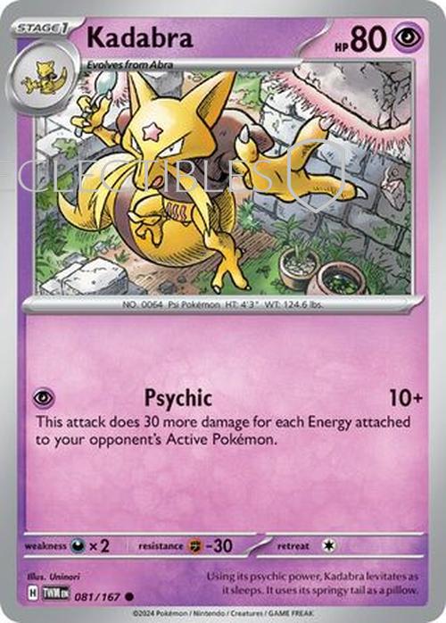 Pokemon Twilight Masquerade 081/167 Kadabra  Reverse Holo