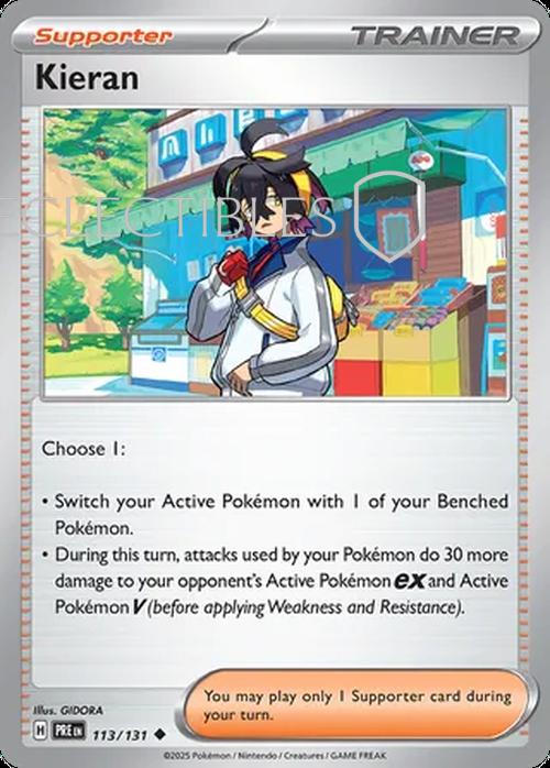 Pokemon Prismatic Evolutions 113/131 Kieran Reverse Holo