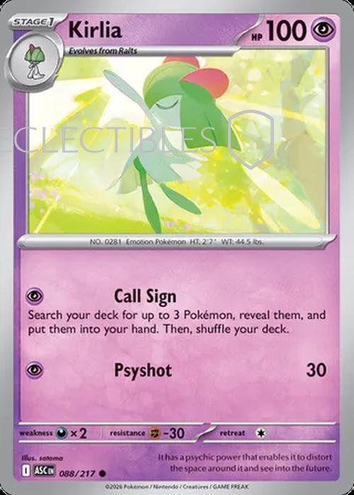 Pokemon Ascended Heroes 088/217 Kirlia  Reverse Holo