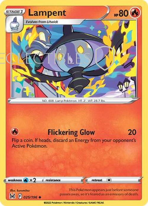 Pokemon Lost Origin 025/196 Lampent  Reverse Holo