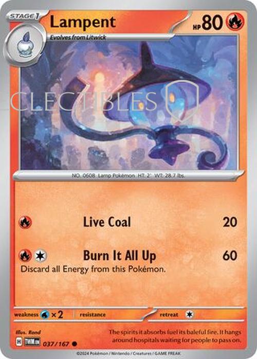 Pokemon Twilight Masquerade 037/167 Lampent  Reverse Holo