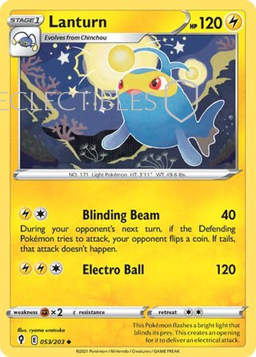 Pokemon Evolving Skies 053/203 Lanturn  Reverse Holo
