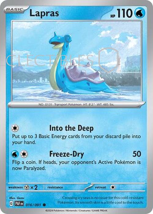 Pokemon Paldean Fates 016/91 Lapras  Reverse Holo