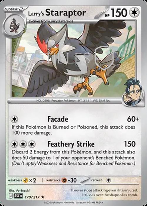 Pokemon Ascended Heroes 170/217 Larrys Staraptor Holo
