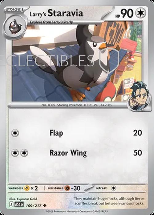 Pokemon Ascended Heroes 169/217 Larrys Staravia  Reverse Holo