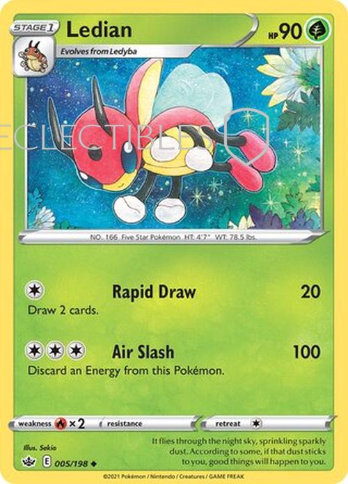 Pokemon Chilling reign 005/198 Ledian  Reverse Holo