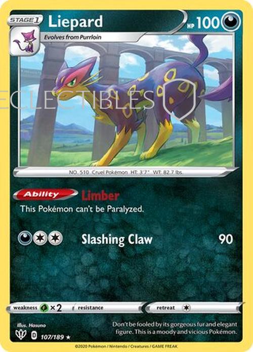 Pokemon Darkness Ablaze 107/189 Liepard  Reverse Holo