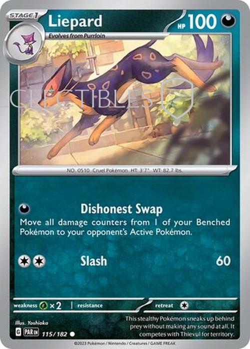 Pokemon Paradox Rift 115/182 Liepard  Reverse Holo