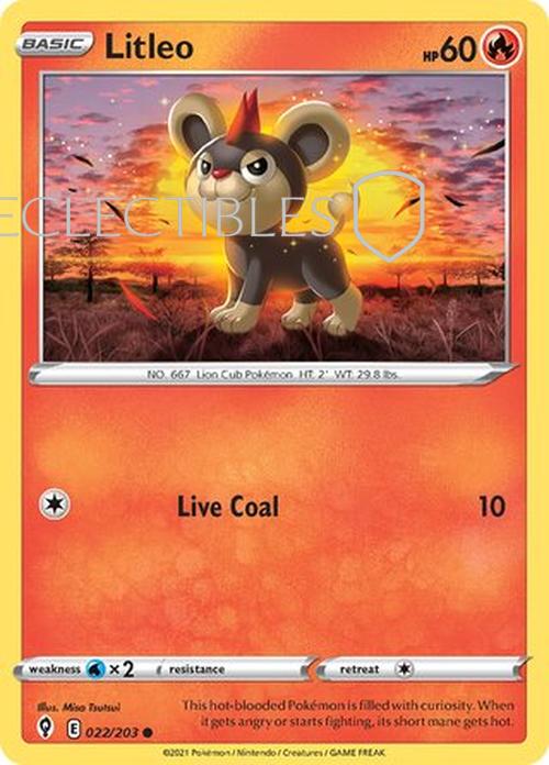 Pokemon Evolving Skies 022/203 Litleo  Reverse Holo