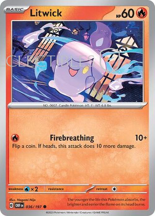 Pokemon Obsidian Flame 036/197 Litwick  Reverse Holo