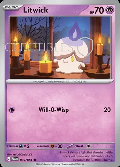 Pokemon pitch black 036/84 Litwick  Reverse Holo