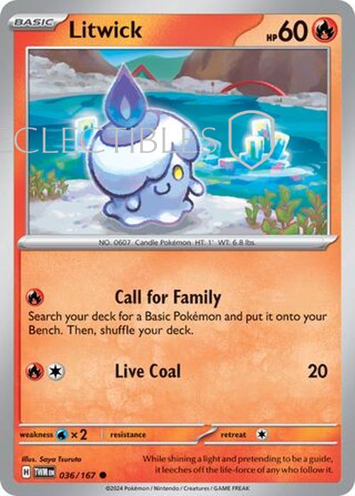 Pokemon Twilight Masquerade 036/167 Litwick  Reverse Holo