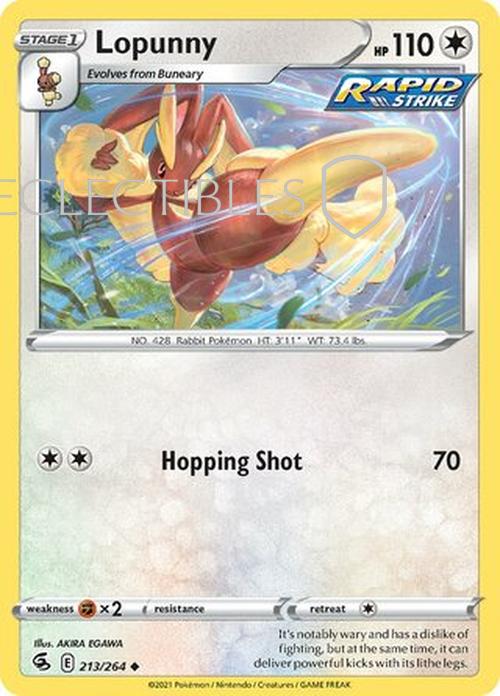 Pokemon Fusion Strike 213/264 Lopunny  Reverse Holo