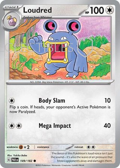 Pokemon Paradox Rift 149/182 Loudred  Reverse Holo