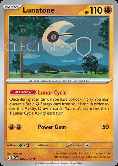 Pokemon Ascended Heroes 105/217 Lunatone Holo