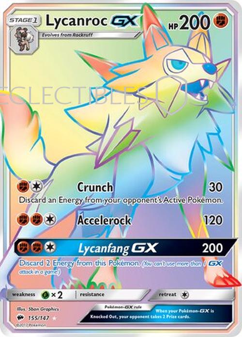 Pokemon Burning Shadows 155/147 LycanrocGX Reverse Holo