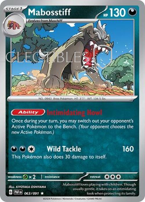Pokemon Paldean Fates 063/91 Mabosstiff  Reverse Holo