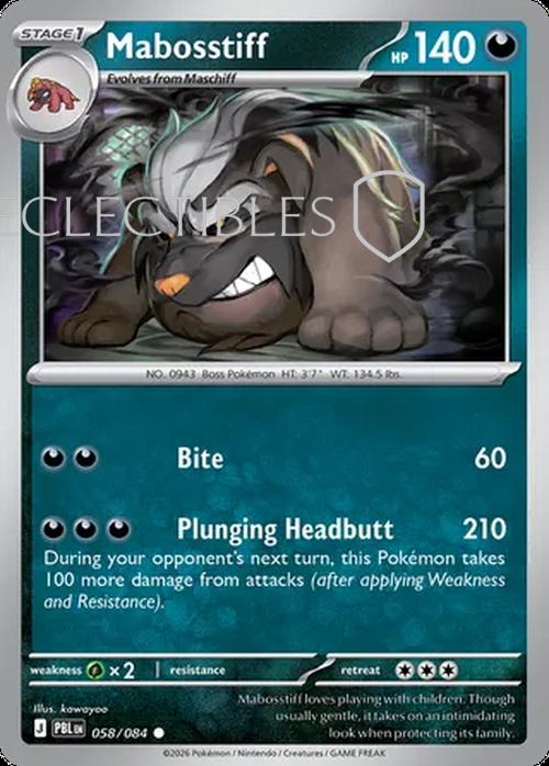 Pokemon pitch black 058/84 Mabosstiff  Reverse Holo