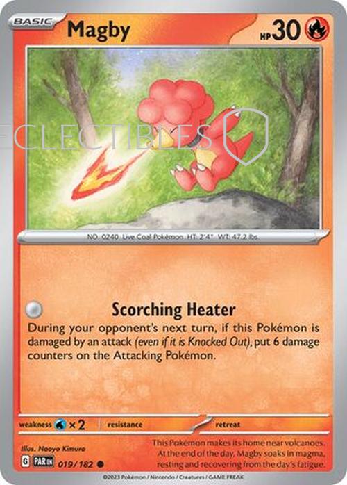 Pokemon Paradox Rift 019/182 Magby  Reverse Holo