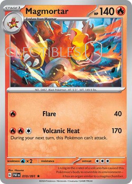 Pokemon Paldean Fates 010/91 Magmortar  Reverse Holo