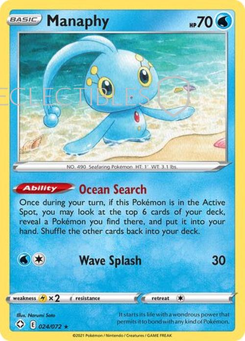Pokemon Shining Fates 024/072 Manaphy  Reverse Holo