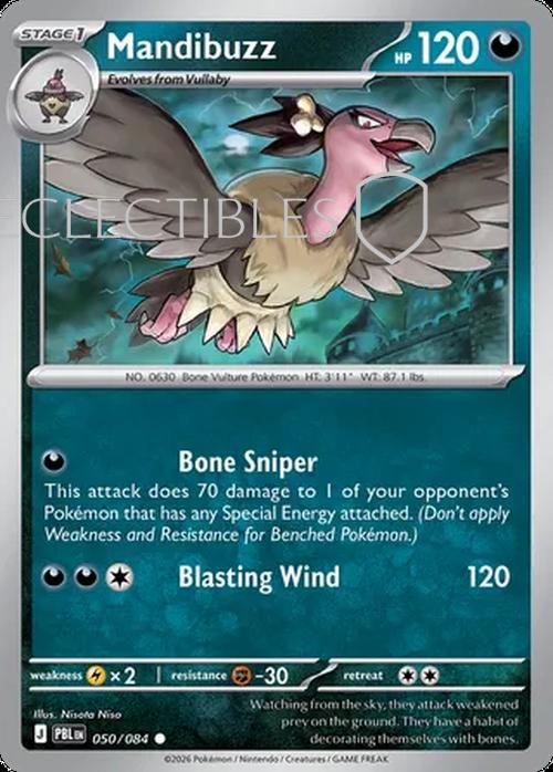 Pokemon pitch black 050/84 Mandibuzz  Reverse Holo