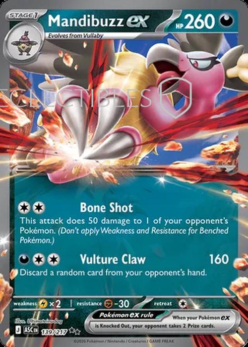 Pokemon Ascended Heroes 139/217 Mandibuzz ex