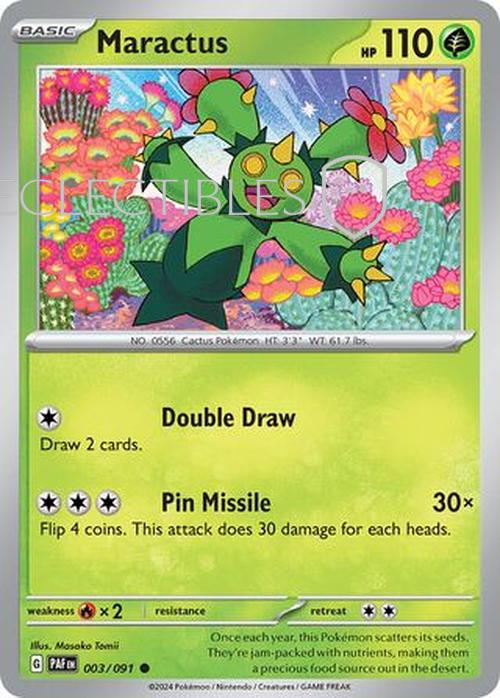 Pokemon Paldean Fates 003/91 Maractus  Reverse Holo