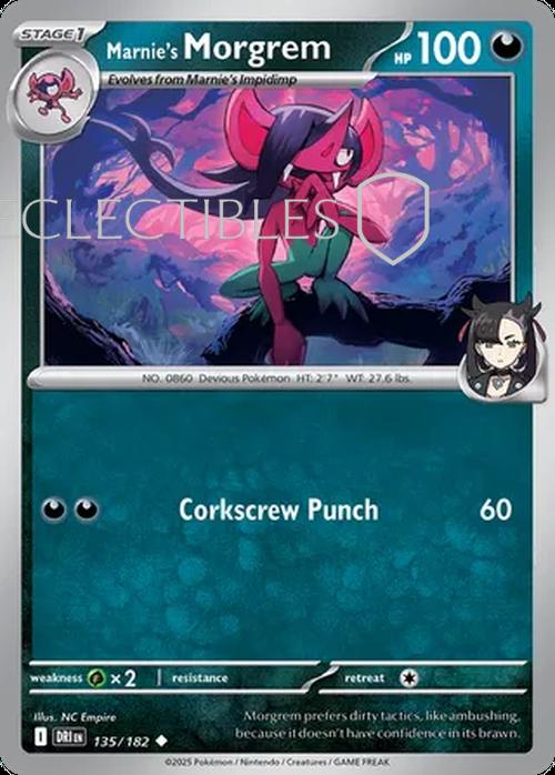 Pokemon Destined Rivals 135/182 Marnies Morgrem  Reverse Holo