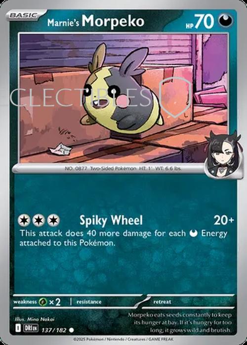 Pokemon Destined Rivals 137/182 Marnies Morpeko  Reverse Holo