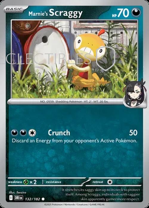 Pokemon Destined Rivals 132/182 Marnies Scraggy  Reverse Holo
