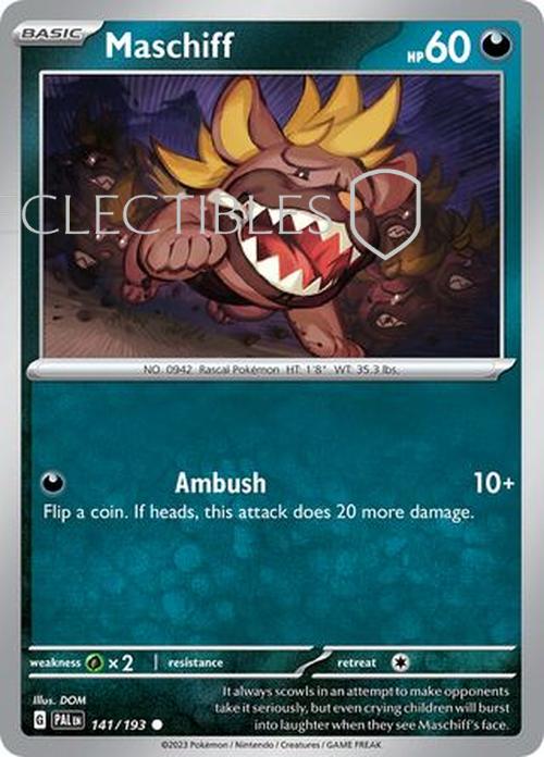 Pokemon Paldea Evolved  141/193 Maschiff  Reverse Holo