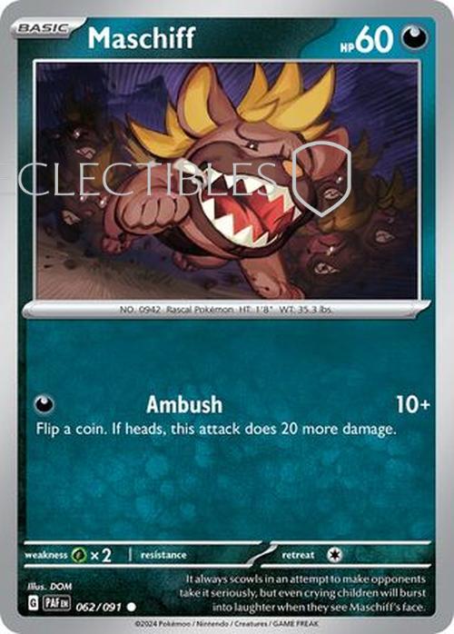 Pokemon Paldean Fates 062/91 Maschiff  Reverse Holo