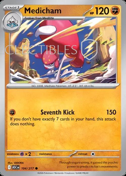 Pokemon Ascended Heroes 104/217 Medicham  Reverse Holo