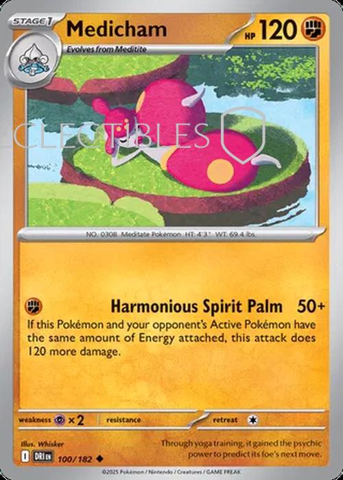 Pokemon Destined Rivals 100/182 Medicham  Reverse Holo