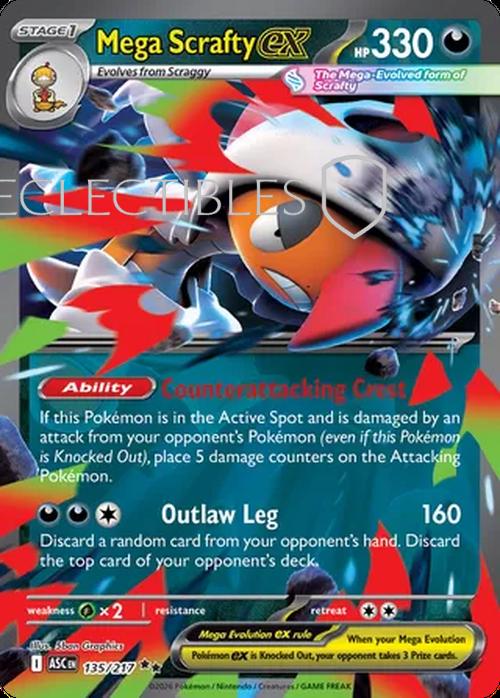 Pokemon Ascended Heroes 135/217 Mega Scrafty ex