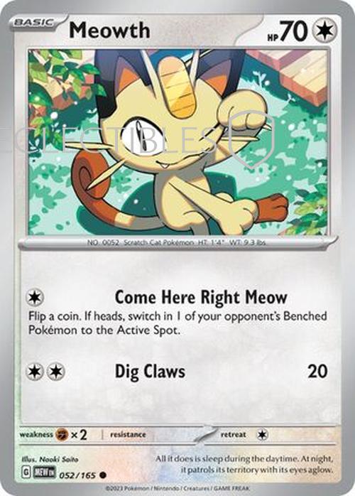 Pokemon Scarlet & Violet 151 052/165 Meowth  Reverse Holo
