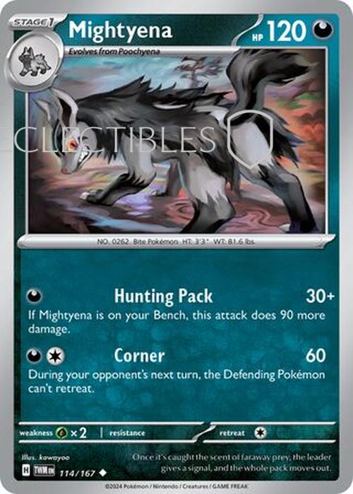 Pokemon Twilight Masquerade 114/167 Mightyena  Reverse Holo