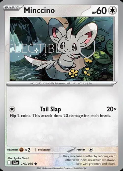 Pokemon Black Bolt 075/086 Minccino  Reverse Holo