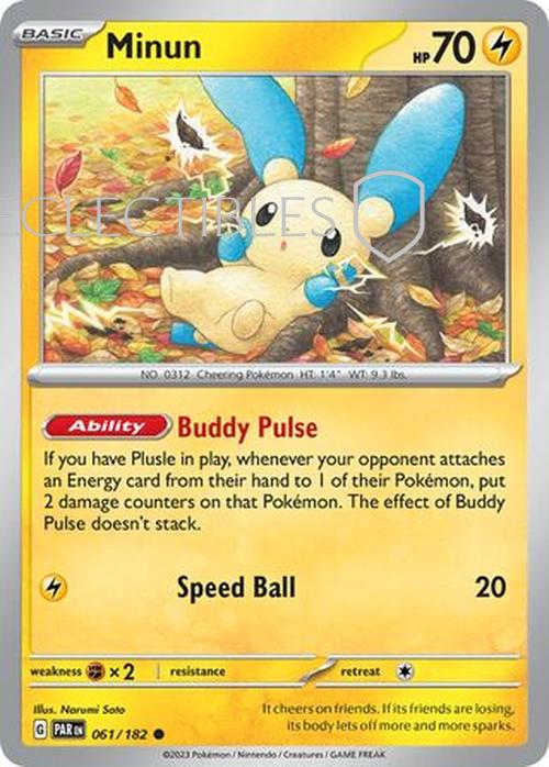 Pokemon Paradox Rift 061/182 Minun  Reverse Holo