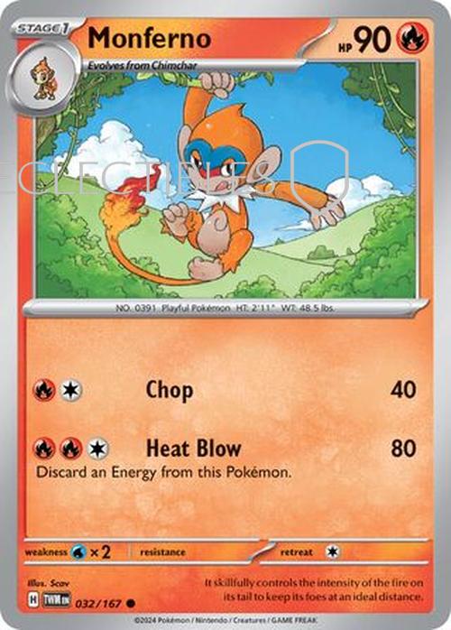 Pokemon Twilight Masquerade 032/167 Monferno  Reverse Holo