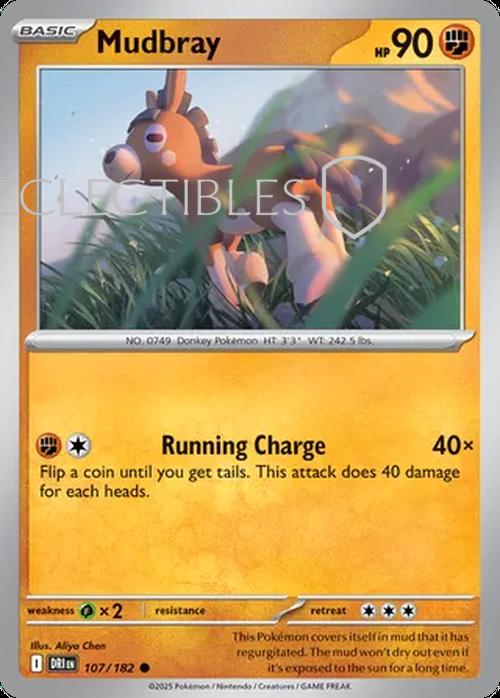 Pokemon Destined Rivals 107/182 Mudbray  Reverse Holo