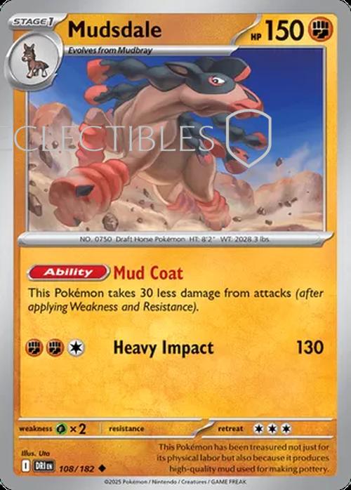 Pokemon Destined Rivals 108/182 Mudsdale  Reverse Holo