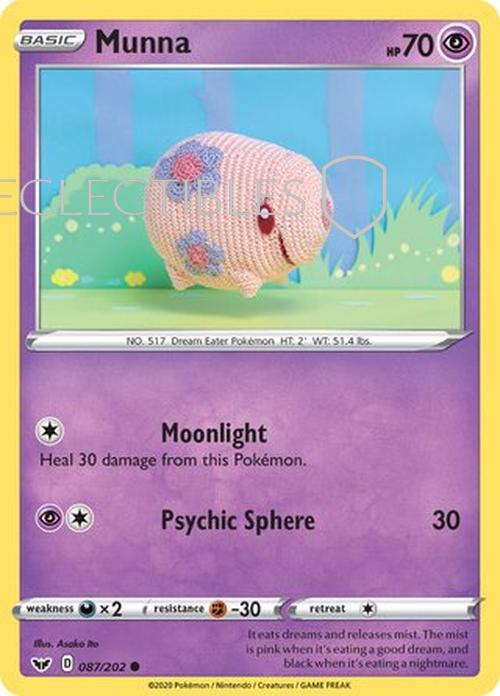 Pokemon Sword & Shield 087/202 Munna  Reverse Holo